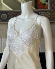 ADAGIO NORDSTROM luxury peignoir 100% silk champagne Nightgown lingerie vtg Lg