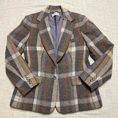 Vintage Womens Blazer Tweed Wool Jacket 80s Evan Picone Size 12 Dark Academia