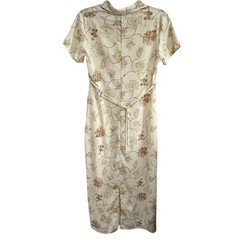 Goddess Vintage Floral Maxi Dress Womens Medium Cream Brown USA Cottagecore