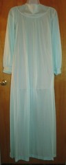 Vintage Shadowline Full Length Light Green Mint Nylon Hidden Snap Front Robe S
