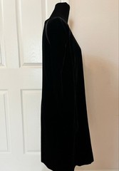 Vintage GENNY Black Velvet Long Sleeve Dress, Italian Size 46, Signed