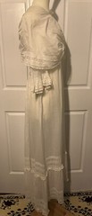Vintage Edwardian Bright White Cotton Lawn Dress Shawl Collar Lace Details XS