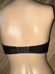 VTG Natori Shiny Black Unlined 31436 UW Strapless Bra Sz 34B Store Tag Attached