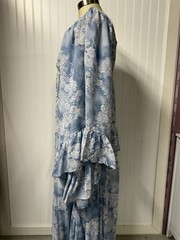 Vintage 1970s Baby Blue Prairie Maxi Circle Dress Bell Sleeve Cottagecore XS/S