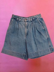 Vintage 80s Dockers Women’s High Waist Blue Denim Mom Jean Shorts Petite Size 12