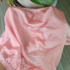 Vintage Slippery Nylon Panty Silky Peach Pink Sheer Brief Size 7-8 Hip 38-42″
