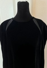 Vintage GENNY Black Velvet Long Sleeve Dress, Italian Size 46, Signed
