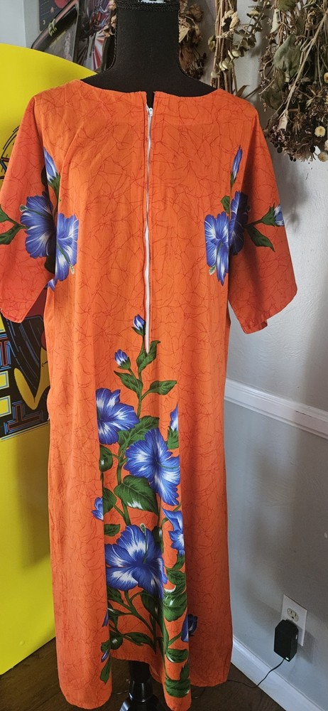 Vintage Cotton Caftan With Zipper Opening
