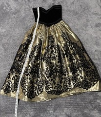 Jessica McClintock Vintage black velvet and gold two-piece dress with a bolero.