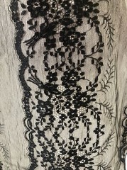 Vtg 60s VAN RAALTE Sz S Nylon 1/2 Slip Light Grey Black Floral Lace Mesh Overlay