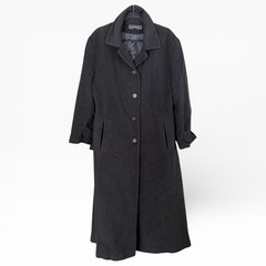 Halston Vintage Wool Cashmere Long Coat Trench Overcoat Black Designer 12