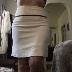 Vintage French Terry Cream Fold Over Waist Pencil Skirt Size 8 Made In Italy