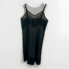 Vintage Deena Fine Lingerie Black Full Slip Dress Womens Size 40 Lace Bodice