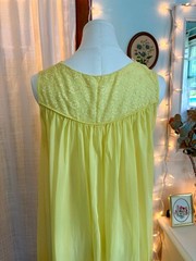 Vintage 1960s Peignoir Set Yellow Nylon Chiffon Matching Robe And Nightgown