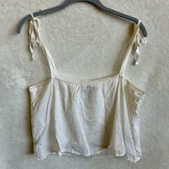 Anthropologie HD in Paris Silk Blend Eyelet Lace Tie Shoulder Cami Tank Top S