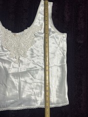 Vintage Escapades Satin Camisole Slip Top Medium Ivory Lace Made USA