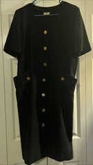 WEILL Paris Vintage Navy Blue Button Front Dress Gold Crest Buttons Old Money