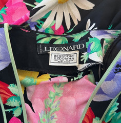 Leonard Paris 1990s Floral Print Jersey Wrap Dress Bergdof Goodman sz 8 France