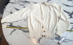 New Nordstrom Cotton Cardigan White Gold Button Sweater Sz M Vintage Luxury 80s