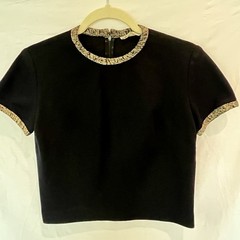 Vintage Imported Gold Black Wool Brocade Jacket And Sweater Grandmacore Size: M