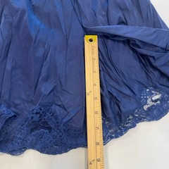 VTG Adonna Half Slip Skirt Size Small 22”Navy Blue Wide Lace Slit USA Modest