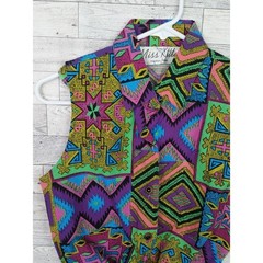 Vintage 80s 90s Miss Kitty Southwestern Aztec Print Tie Up Vest Top Western Sz M