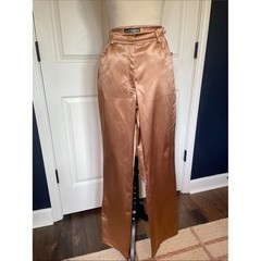 Vintage St. John Griffith & Gray Liquid Satin Wide Leg Pants Rose Gold Bronze 10
