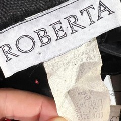 Vintage Roberta Black Velvet Red Satin Strapless Cocktail Dress 9 10
