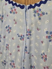 Vintage Handmade Prairie Dress Blue Floral Ric Rac Trim Puff Sleeve XS