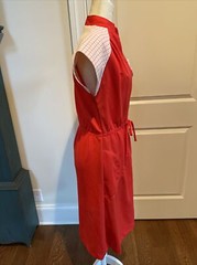 JC Penney Fashions Sz 14 Dress Red Short Sleeve Vintage Polyester Tie Waist 1970