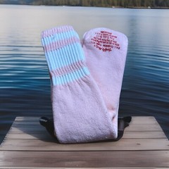 VTG Thrifty Mate Socks White Striped 9-11 Acrylic Tube NOS 80s Irregulars Pink