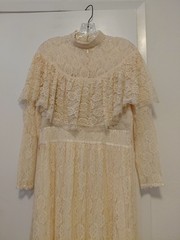 Gunne Sax Vintage 1970’s Cream Lace Wedding Dress Maxi Prarie Western Size 13