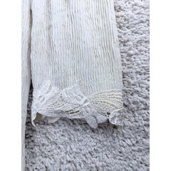 Leslie Fay Dress Women No Size Cream Good Crinkle Lace Trim Tiered Vintage