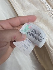 Vintage 80s Ivory Lace Wedding Gown Size 13 Precious Moments Victorian Dress