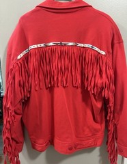 Vintage Cedars Red Fringe Western Jacket Womens Med Southwest Beaded Trim Hippie