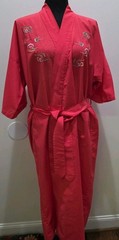 GOLDEN DEER Chinese Red Kimono Robe Size M Dragon Embroidered Asian Robe Salmon