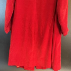 Vtg 1950s Red Crushed Velvet Long Jacket Pin Up Small/6 Wide Collar Over Coat