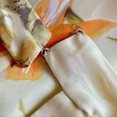 Vintage 70s Rhapsody Halter Organza Maxi Dress ILGWU Floral Yellow 28″ Waist