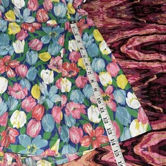 Vintage GaBar Cotton Play Swim Suit Sz 18 Union Label Pretty Tulips Built Bra