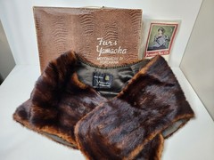 Vintage Yamaoka Fur Co. Mutation Mink Cape Stole Style #16 with Box