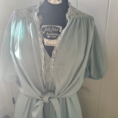 Vintage 1970’s Vicky Vaughn Blue Spaghetti Strap Dress With Waist Tie Jacket