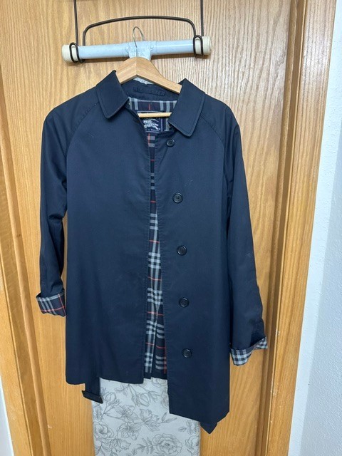 SMALL Vintage Burberrys Trench Coat Navy Blue Nova Check Lining
