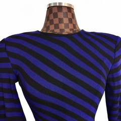 Moda Int’l Purple Black Striped Knit Dress Size Small Vtg 80s Retro Mod New Wave
