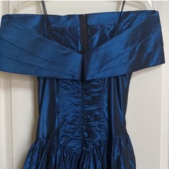 Vintage 80s Gunne Sax Moody Blue Taffeta Tulle Lined Party Dress SZ 9