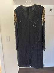 Vintage Dress Stenay Beaded Sequins Silk Black Size 16 NWOT