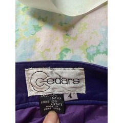Vintage Cedars | Leather Midi Skirt Size XS Purple Vintage High Waist Pencil