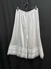Velrose Size L White Nylon Long Lace Trims Culotte Slip Pants 28” Style:2402