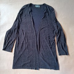 womens Vintage Filigree Ltd Collection Black Sparkly Open Jacket Duster 31” Long