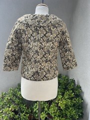 Vtg 60s Top Brocade Floral Metallic Black Silver Gold Small Rhapsody