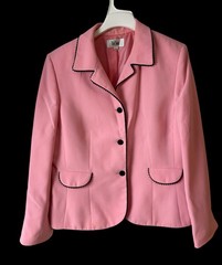 Vintage 1980’s Women’s Size 18 Le Suit Pink Blazer With Black Piping READ